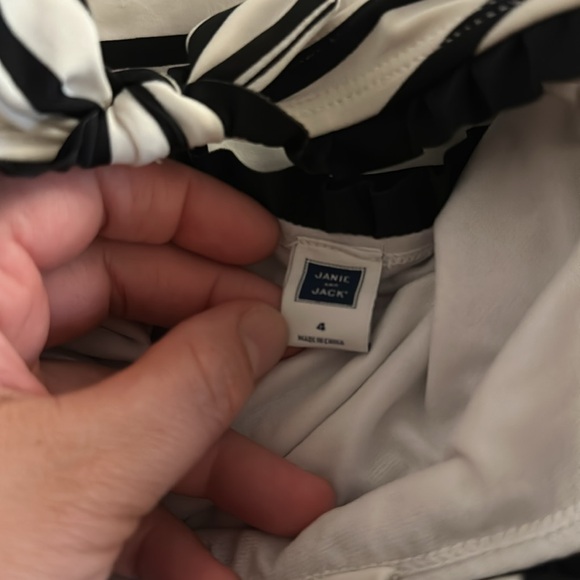 Janie & Jack Barbie vibes swimsuit with black & white stripes size 4 - Picture 5 of 6